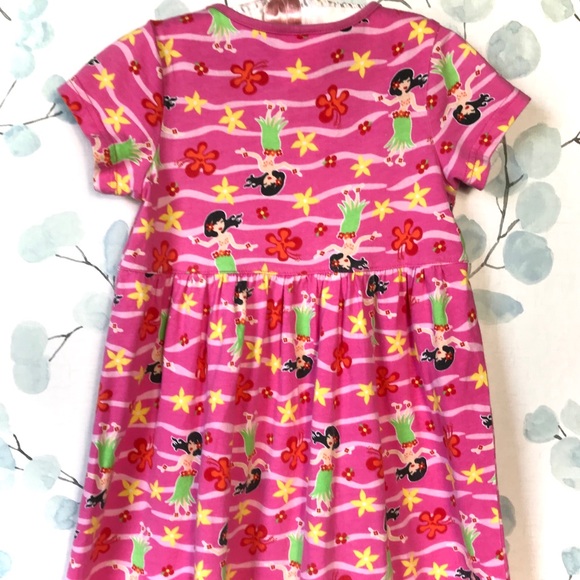 Kids Summer Floral Stripe Pink Red Yellow Hawaiian Hula Dress Oriental Trading - Picture 8 of 10